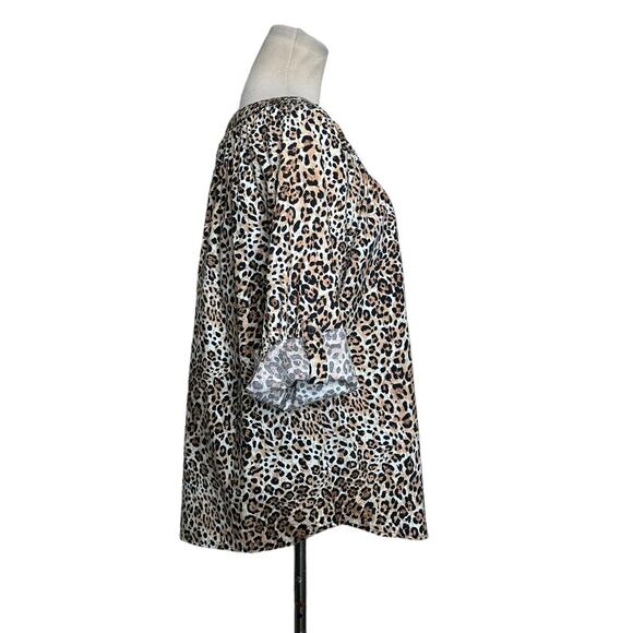 Harve Benard 3/4 sleeves animal print tunic button blouse size M - Picture 7 of 10